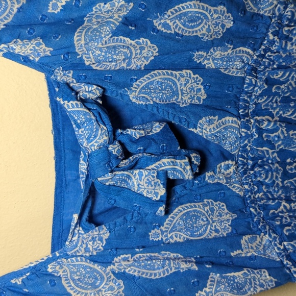 Crown & Ivy Kids Blue + White Tiered Maxi Dress Ruffle Sleeve Girls Size M - Picture 7 of 7